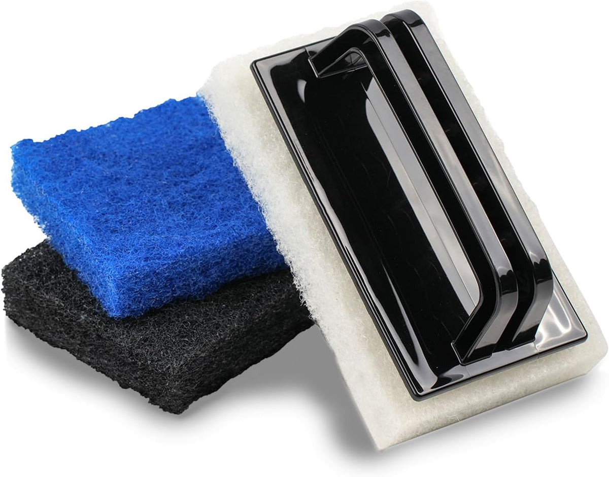 Skylarlife Scouring Pad Brush Cleaning Scrub with Handle Abrasive Pad for Grout Tile Shower and