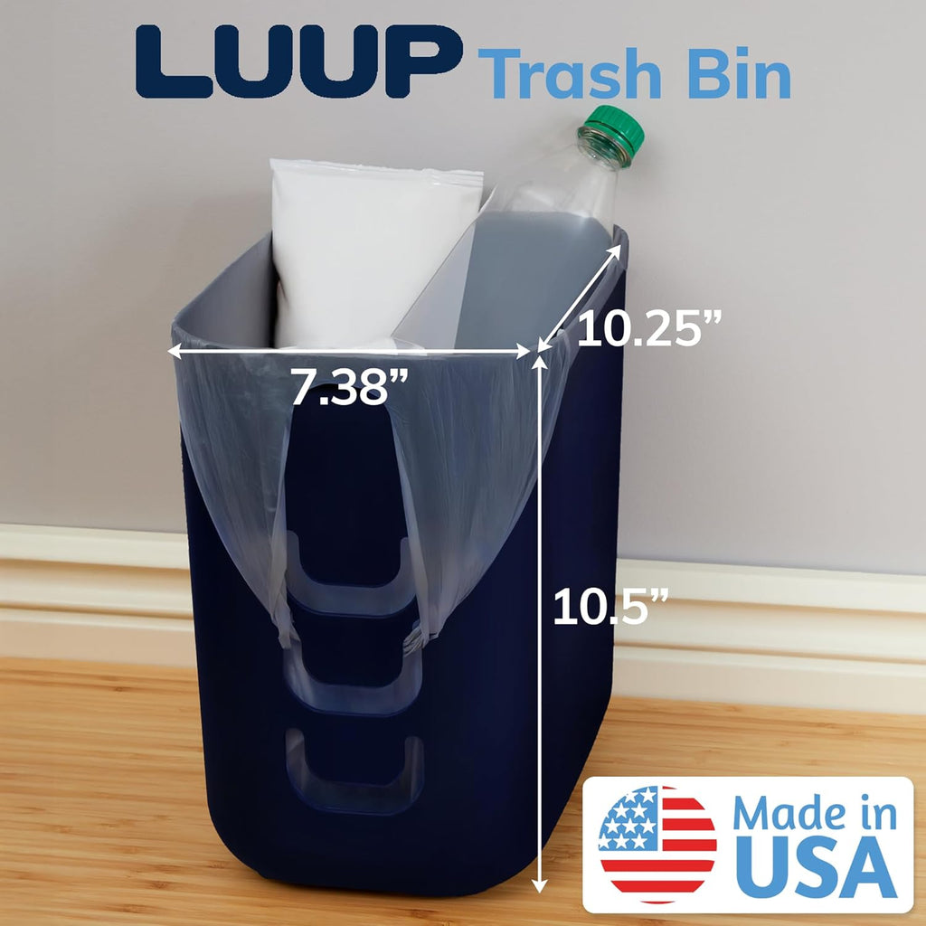 STORi Luup Bathroom Wastebasket, Secure Grocery Bags, Plastic Garbage Container for Vanity, Laundry