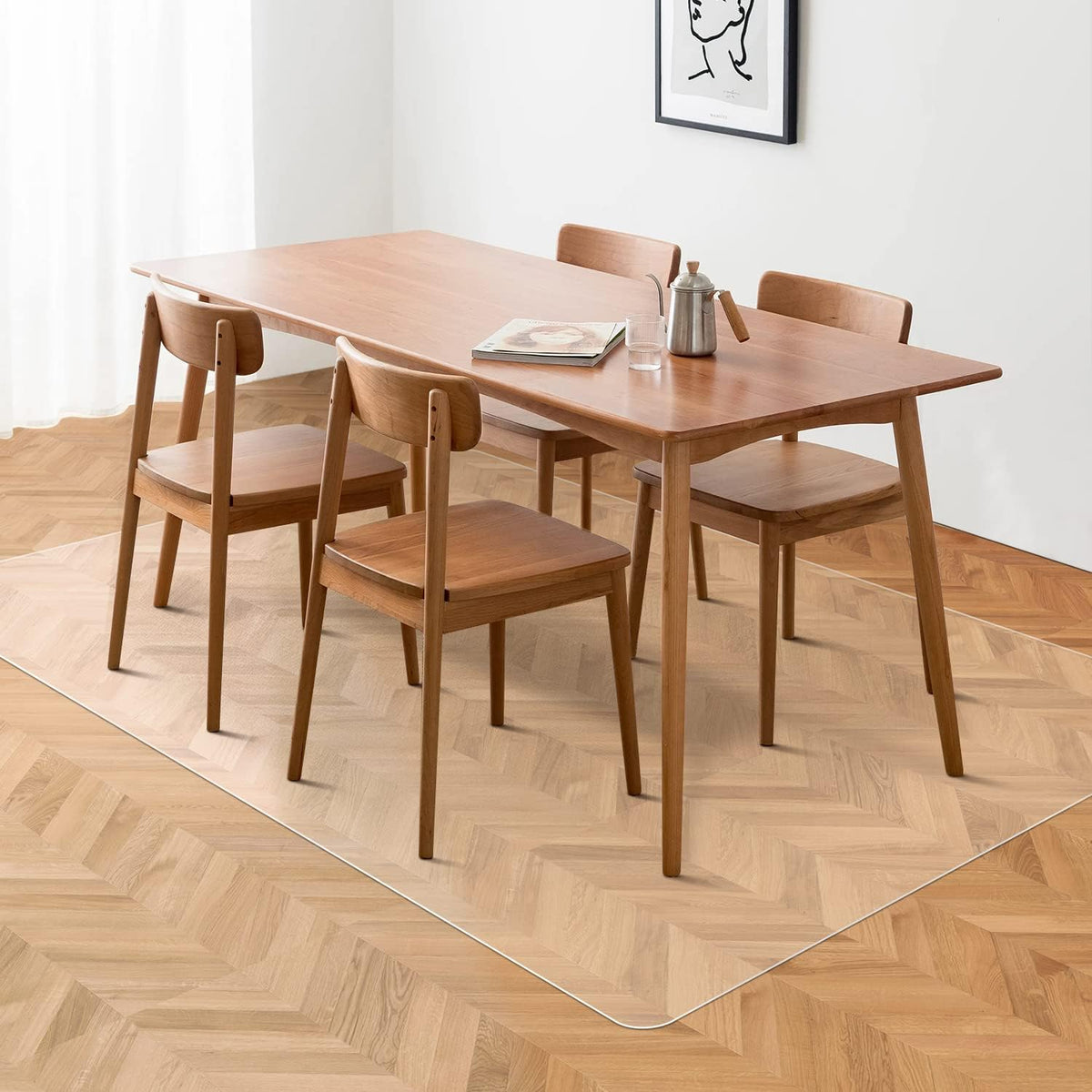 Floor Mats for Home, 6'×9' Clear Area Rug for Dining Room, Durable Non-Slip Hard Floor Rolling