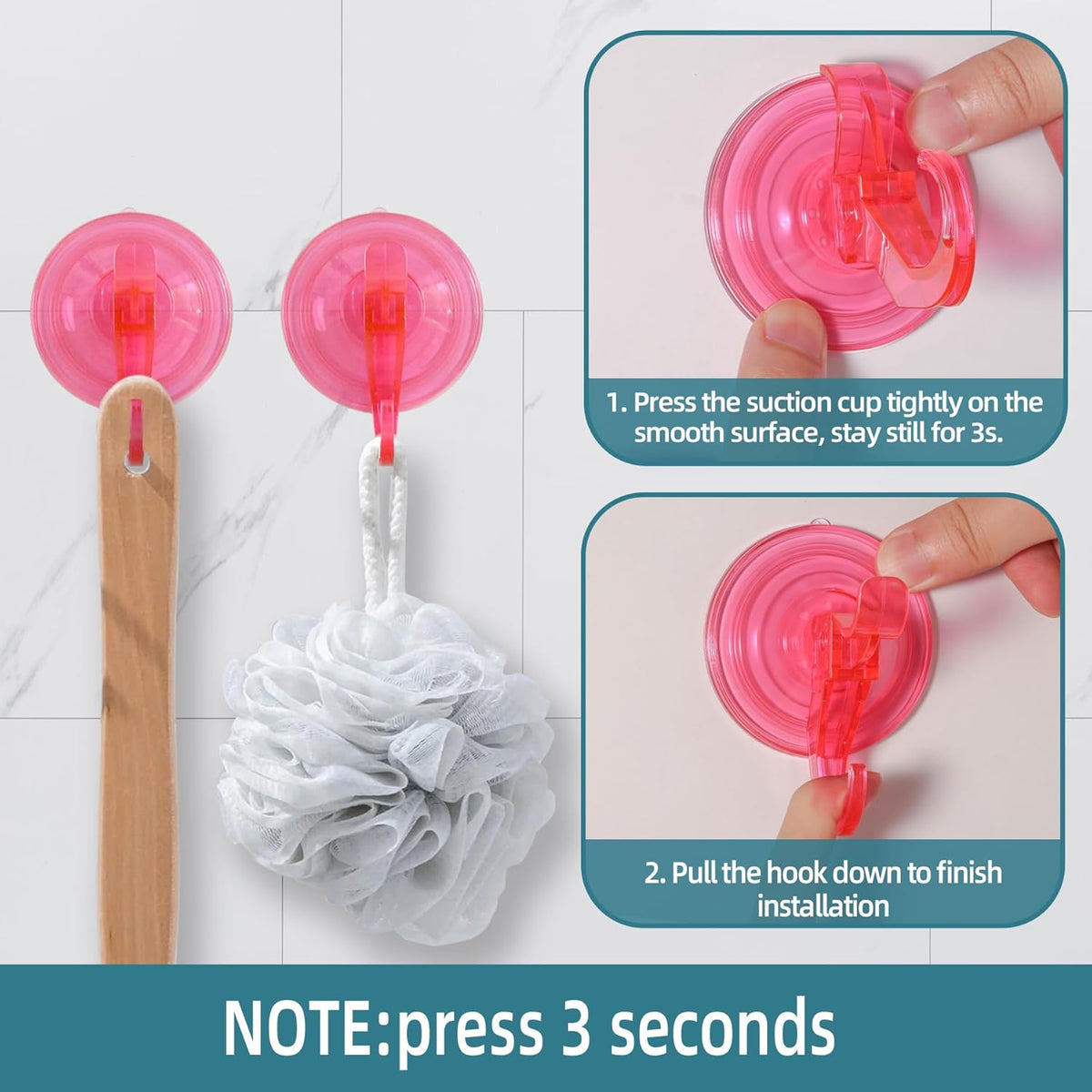 Antimbee 3 Pack Suction Cup Hooks, Clear Suction Cup Hanger, Removable Small Suction Cups for