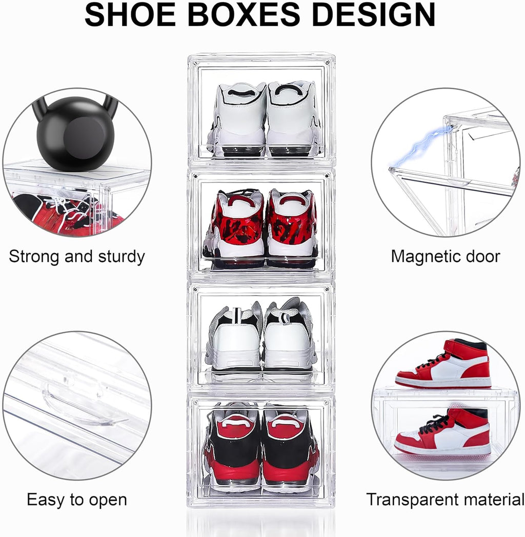 3 Pack Acrylic Shoe Boxes, Ultra Clear Shoe Boxes Stackable, Shoe Storage Box Sneaker Storage for