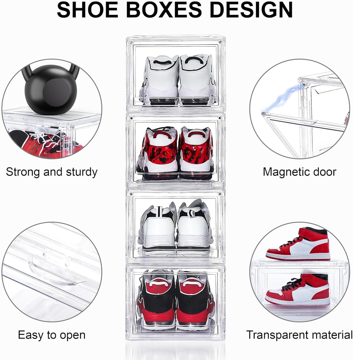 3 Pack Acrylic Shoe Boxes, Ultra Clear Shoe Boxes Stackable, Shoe Storage Box Sneaker Storage for