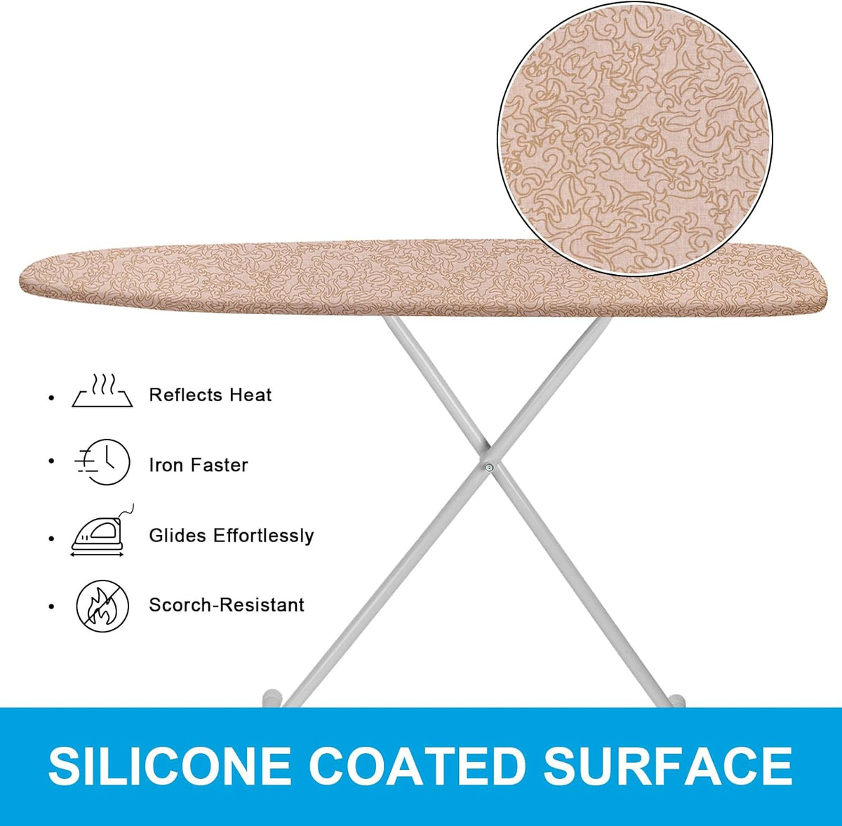 Dalykate Ironing Board Cover 21 x 57 with Scorch and Stain Resistant Thick Padding and Elasticized
