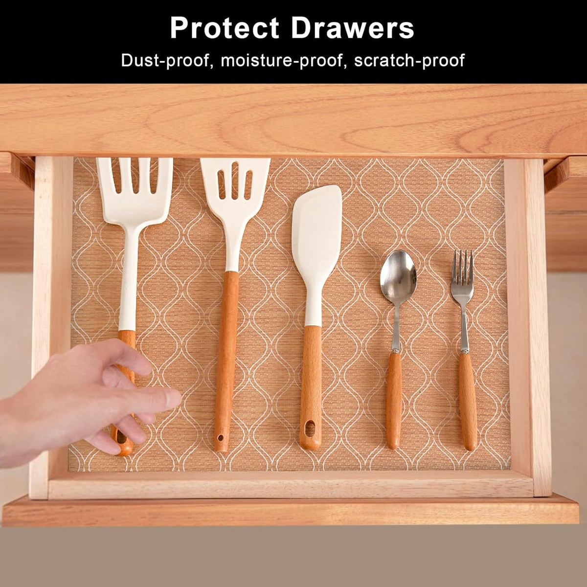 Cooyes Shelf and Drawer Liner for Kitchen Cabinets Non-Adhesive, Waterproof Non-Slip Cabinet Liners