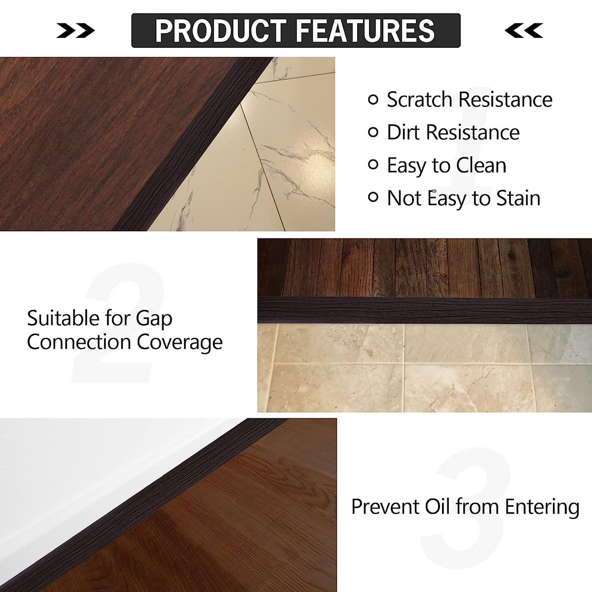 5Ft Floor Transition Strip Self Adhesive Vinyl Cover Floor Strip Flat Divider Transition Strip Wood