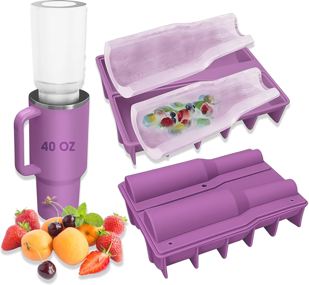 Ice Cube Tray for Tumbler, 1 Pcs Silicone Hollow Cylinder Ice Mold for Freezer, Ice Drink, Juice
