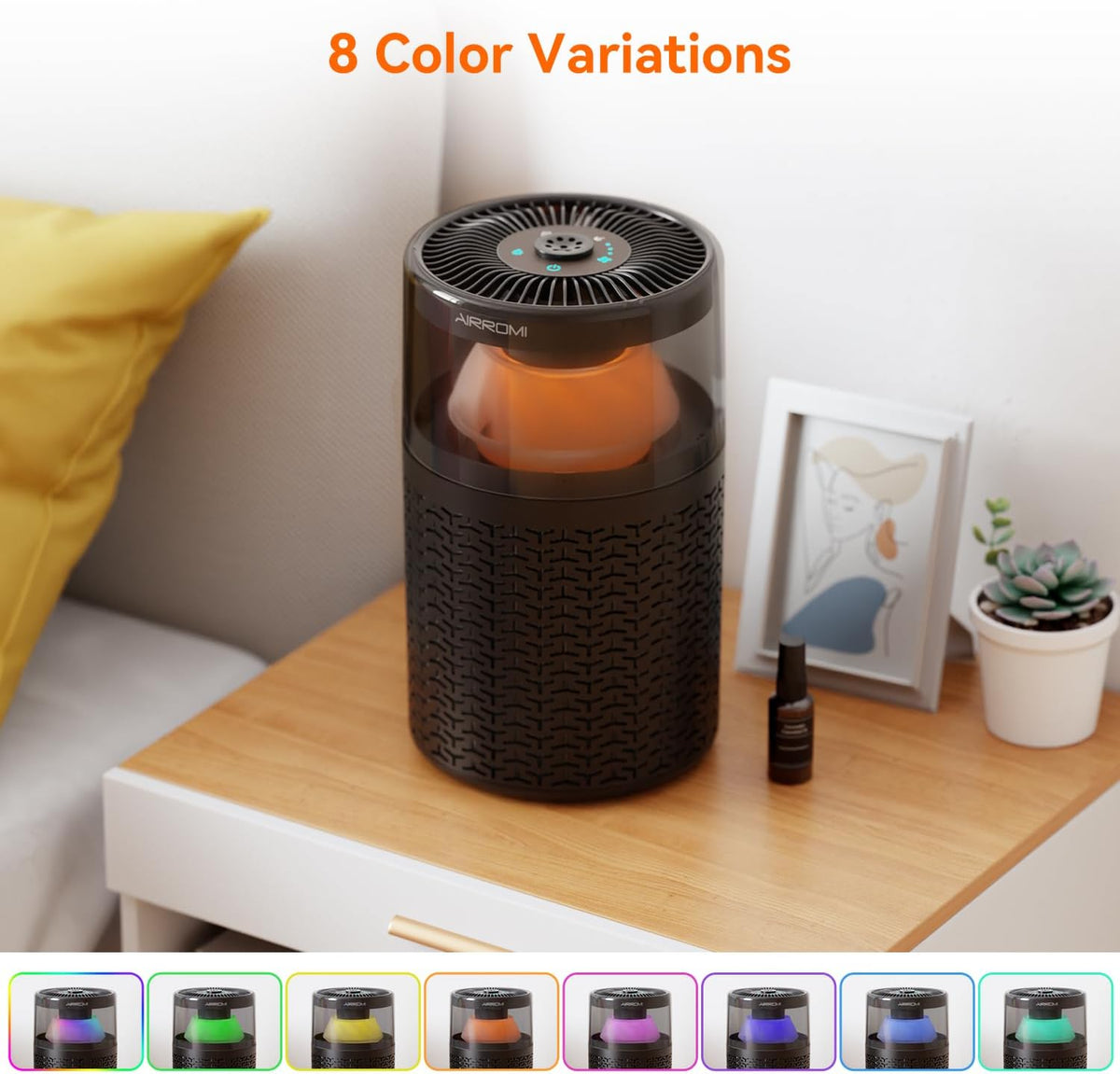 AIRROMI Air Purifiers for Bedroom Home,Up to 658 Ft²,Activated Carbon Filter Cleaner,With Fragrance