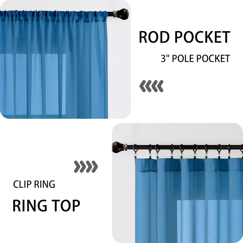 Tollpiz Small Sheer Door Curtain Closet Linen Textured Curtain Sheers Doorway Light Filtering Voile