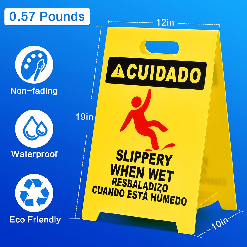 MATTHEW CLEANING 19'' 2 Pack,Industrial Wet Floor Sign 2-Sided Durable Corrugated Plastic Birght