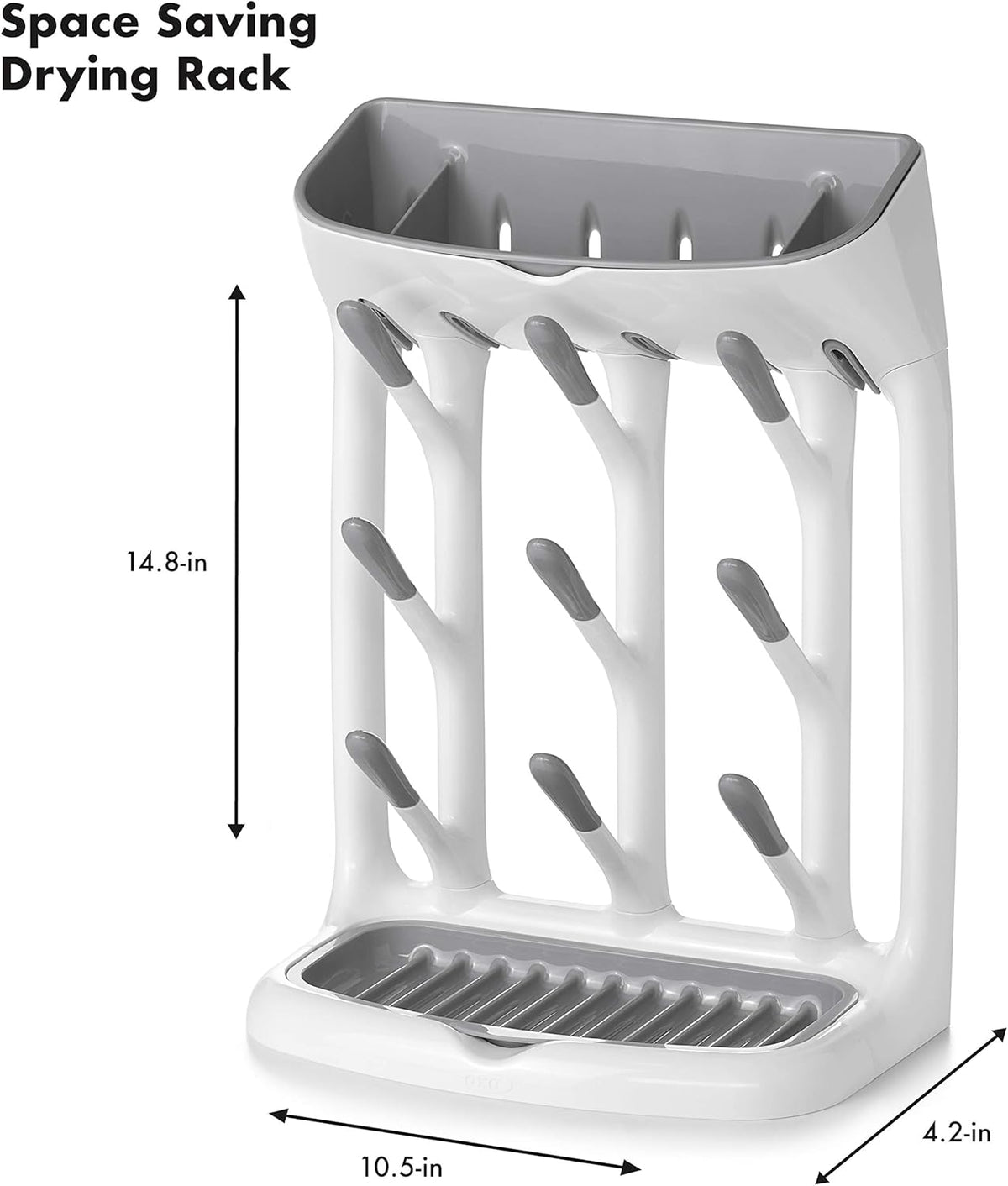 OXO Tot Space-Saving Bottle Drying Rack, Baby Bottle Organizer for Countertop
