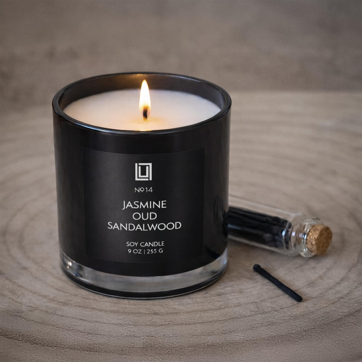 Lulu Candles Jasmine, Oud & Sandalwood Scented Soy Blend Jar Candle, 9 Oz.