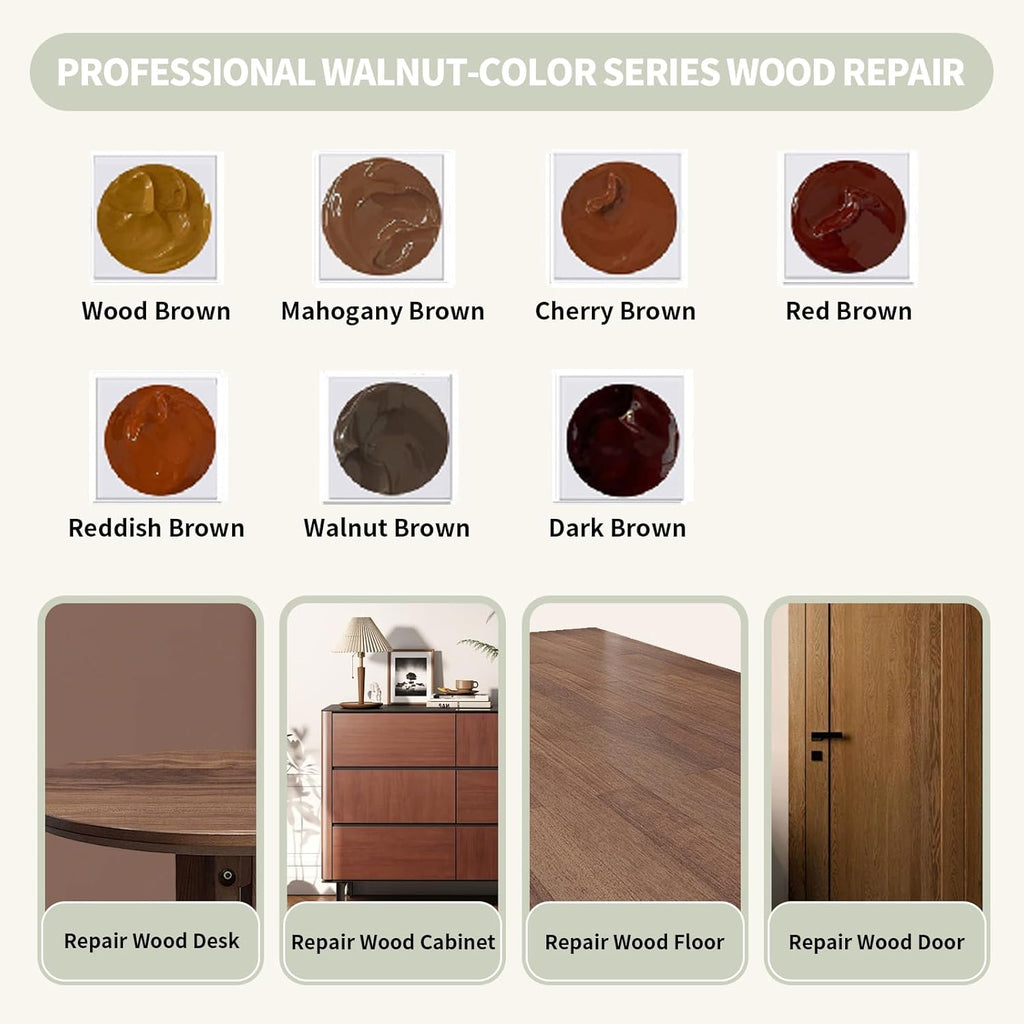 Wood Repair Kit, Wood Scratch Repair, 13Pcs Wood Filler Scratch Repair Kit for Wooden Furniture