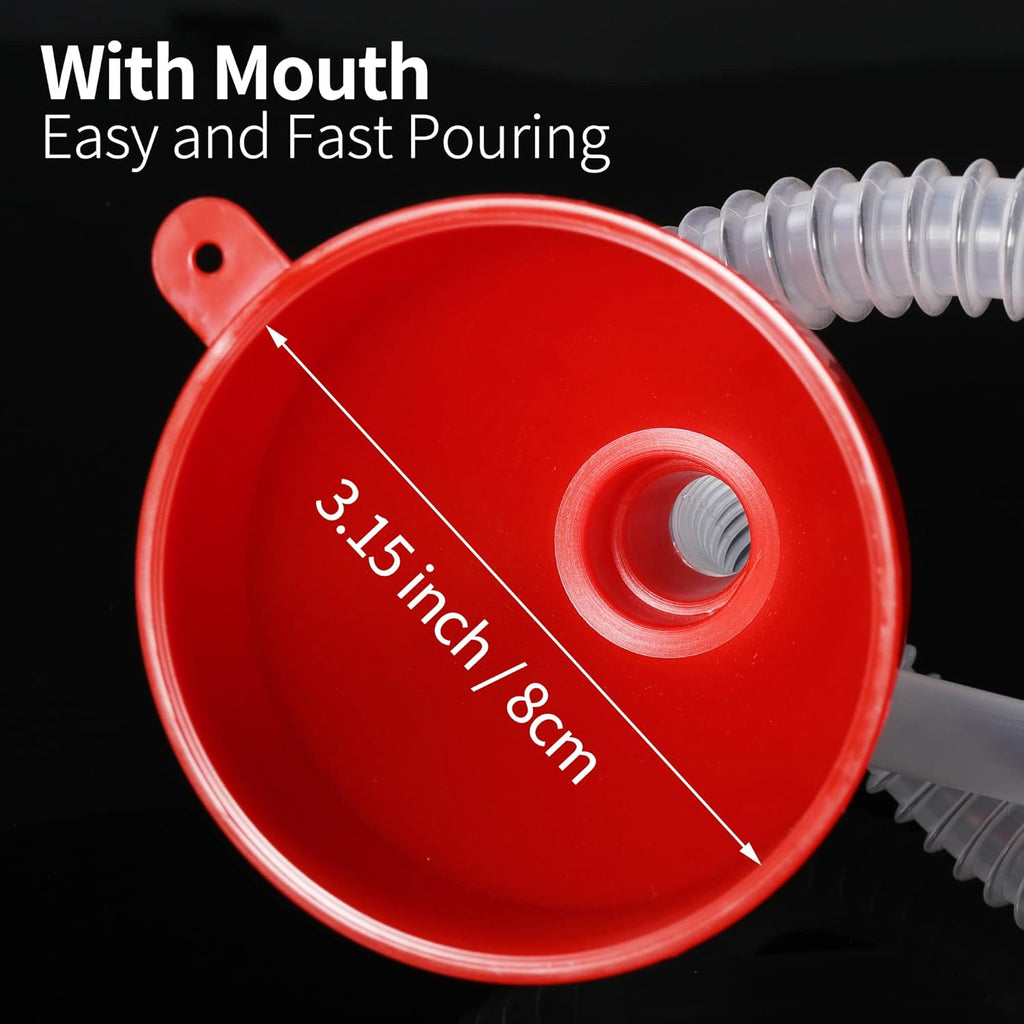 Flexible Fuel Funnel with Long Hose Plastic Small Wide Mouth Filling Funnel Car Funnel for Engine