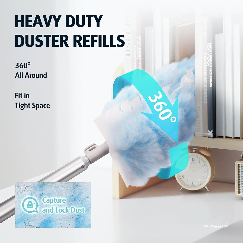 6 ft Extendable Duster Handle with 20 Pcs, Compatible with Swiffer, Disposable Microfiber Dusting