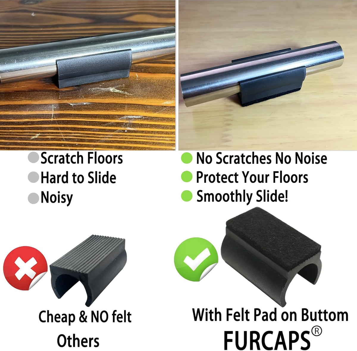 Rectangle U Shaped Chair Leg Tips Cap with Felt Pads,Furniture Feet Protector Slide Smoothly