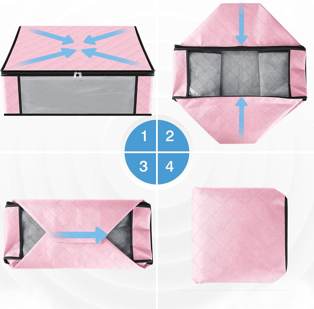 HomeHacks Storage 8-Pack Clothes Organizer Storage Bags Foldable Storage Box with Large Clear