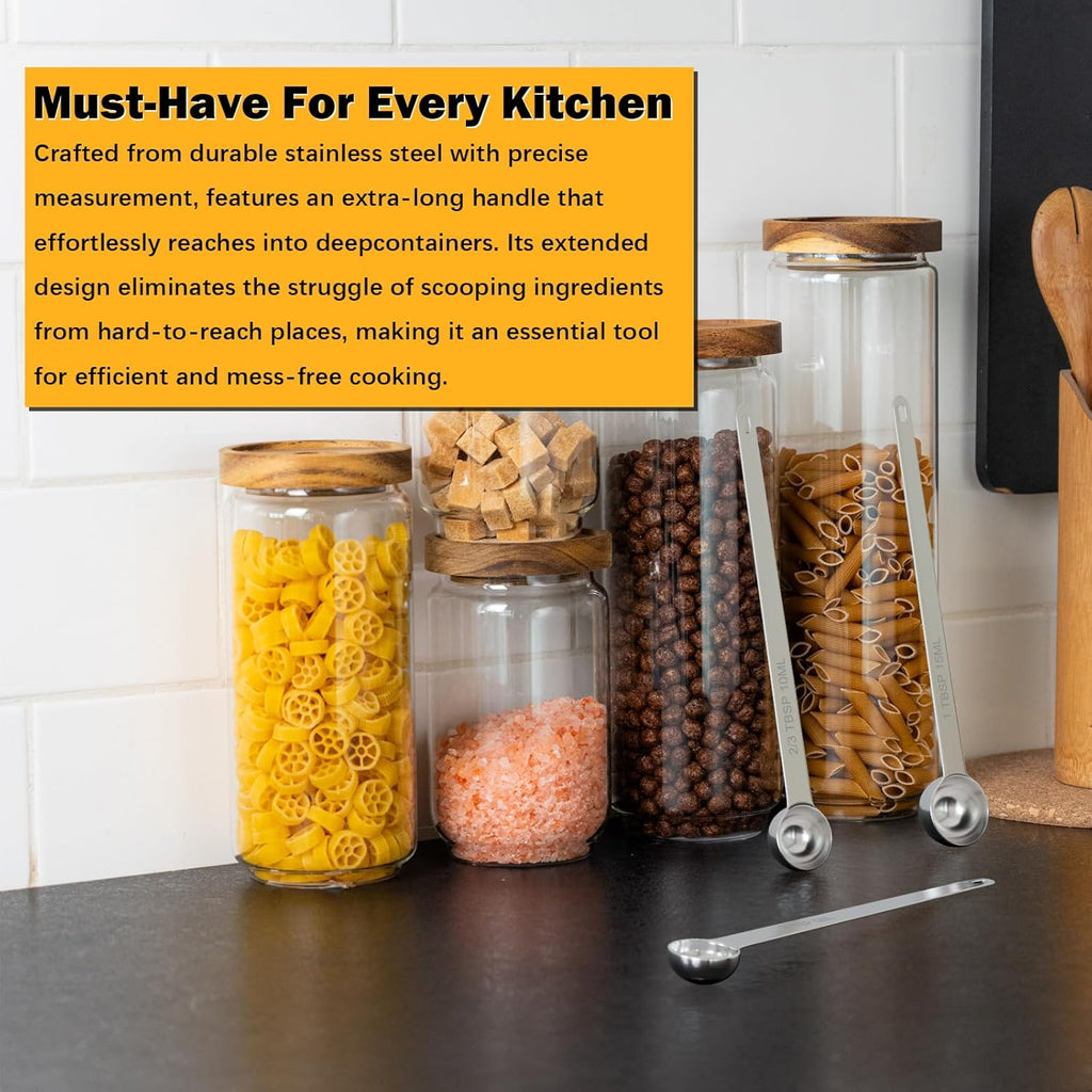 1PCS 1Tsp(1/3tbsp, 5ml) Extra Long Handle Measuring Spoon, Single Stainless Steel Individual