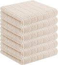 Homaxy 100% Cotton Terry Kitchen Towels(Beige, 13 x 28 inches), Checkered Designed, Soft and Super