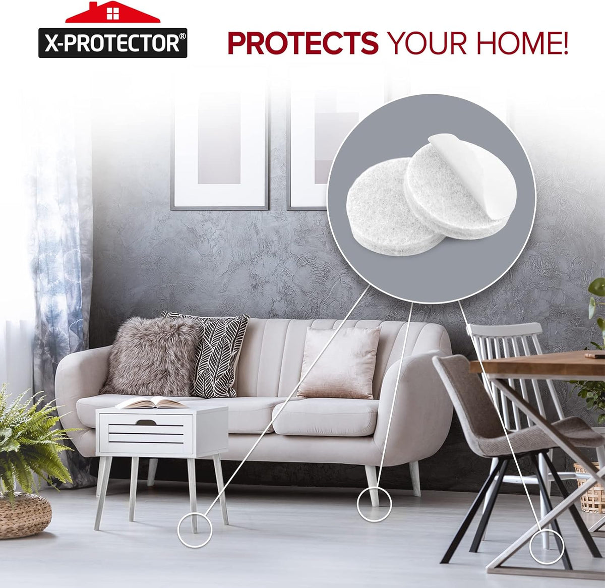 357 pcs White Felt Furniture Pads X-Protector! Huge Quantity of Furniture Pads for Hardwood Floors