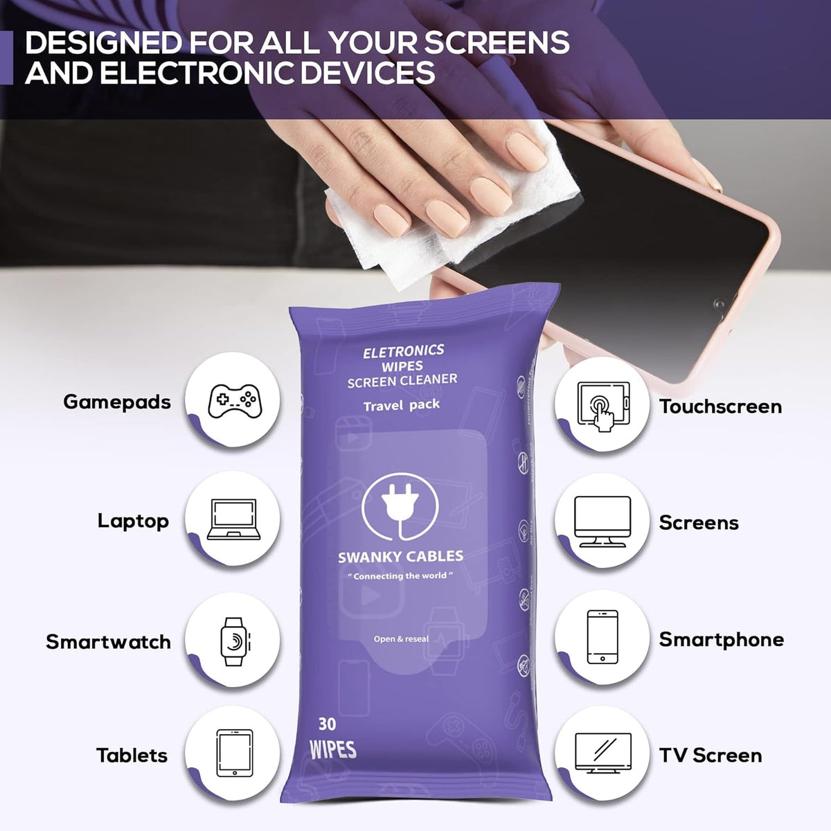 Screen Cleaner Wipes: Electronic Wipes for Screens - Computer Screen Wipes for Lens, Phone, Tv