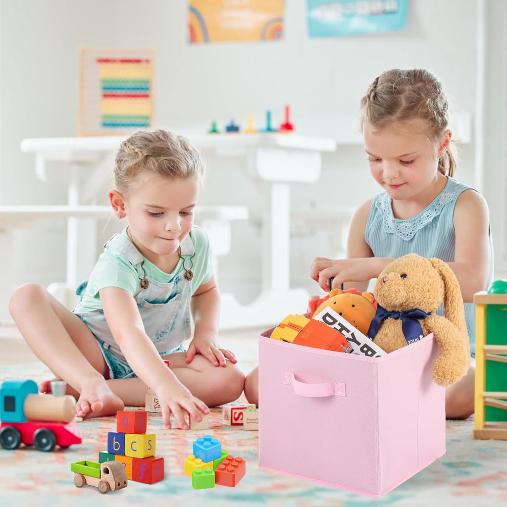 Stero Fabric Storage Bins 6 Pack Fun Colored Durable Storage Cubes with Handles Foldable Cube