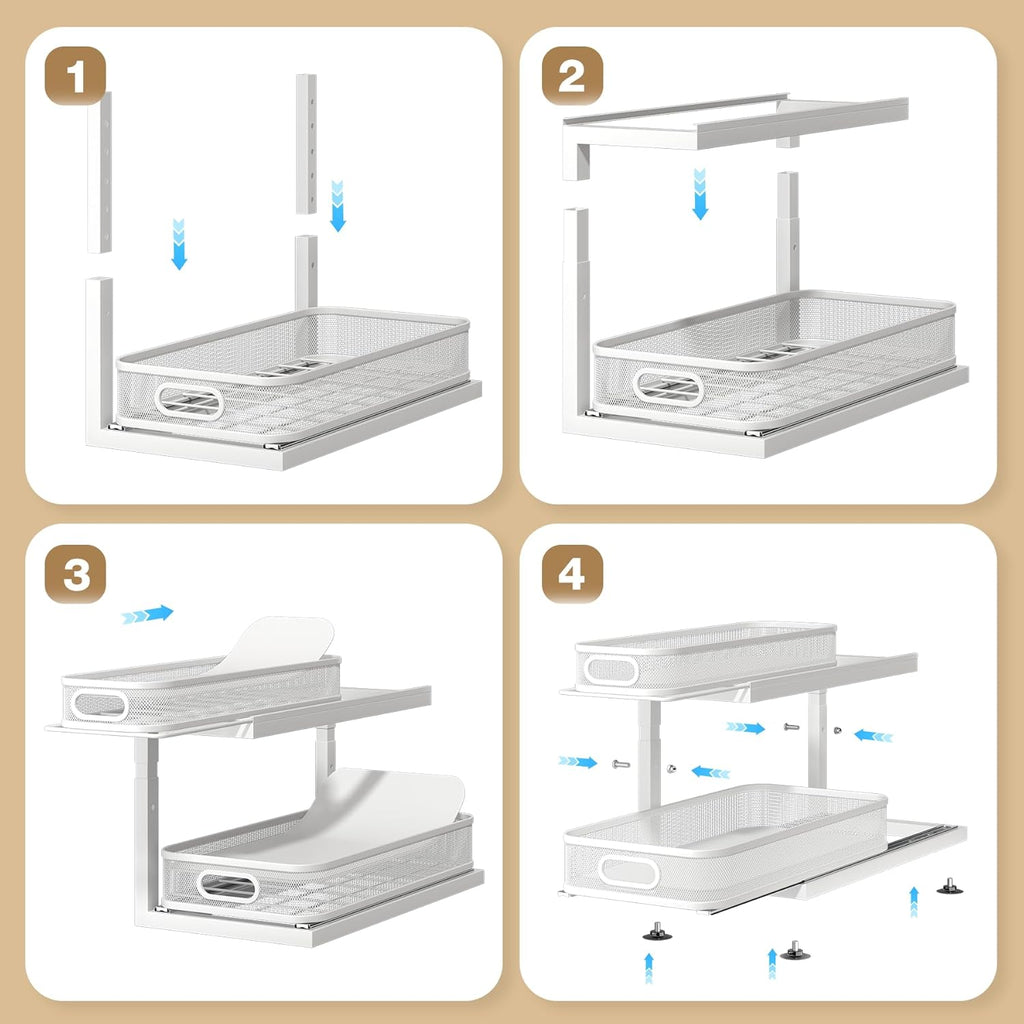 2-Pack 18.5 IN Depth Under Sink Organizer With Next-Gen Ball-Bearing Slides,Sophisticated Mesh