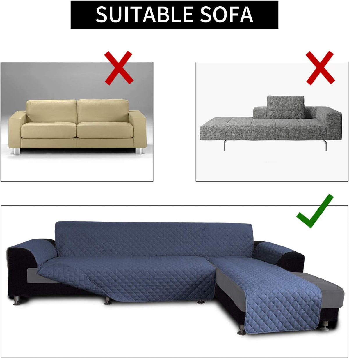 Easy-Going Sectional Couch Covers for Dogs L Shape Sofa Cover Reversible Sofa Slipcover Chaise