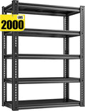 REIBII Garage Shelving Load 2000 LBS, Adjustable 5-Tier Storage Shelves, Metal Shelving Units and