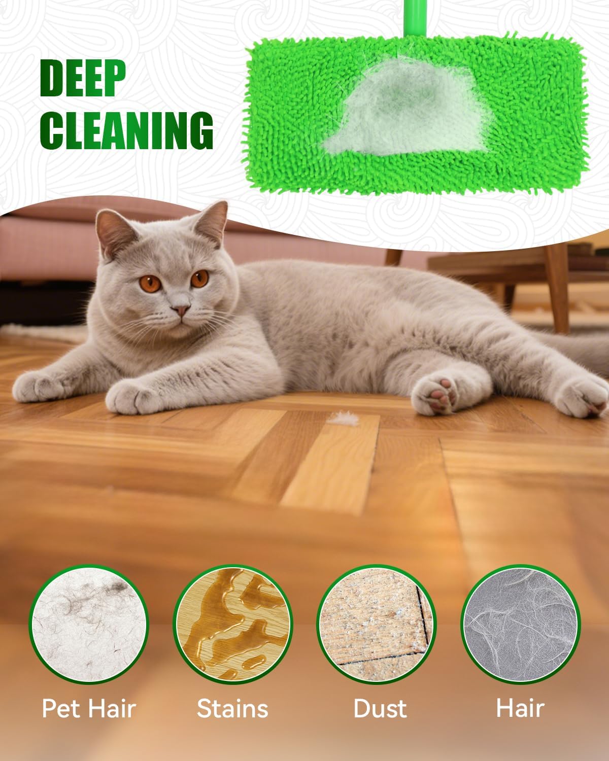 Reusable Microfiber Mop Pads Compatible with Swiffer Sweep & Mop Deluxe and Swiffer Sweeper, Dry