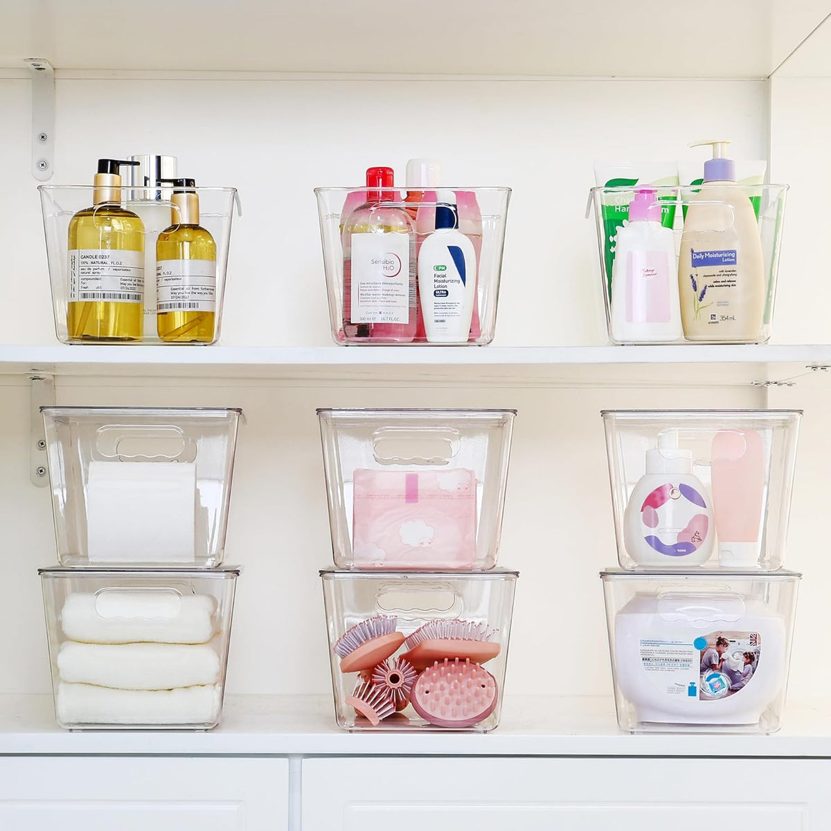 Vtopmart 6 Pack Clear Stackable Storage Bins with Lids, Large Plastic Containers with Handle for