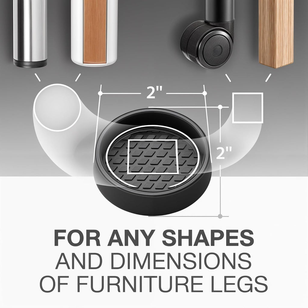 Furniture Cups X-PROTECTOR – 2" Caster Cups 8 PCS – Round Furniture Coasters – Ideal Bed Stoppers
