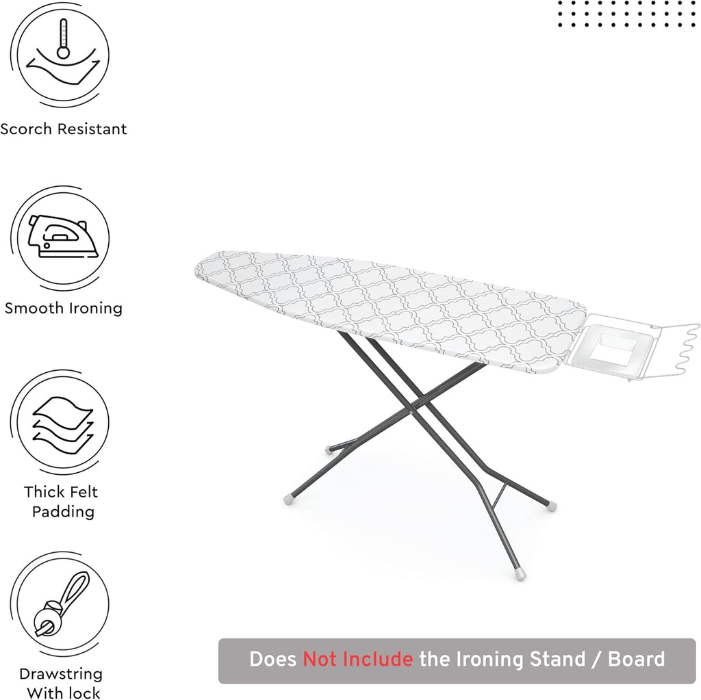 Encasa XO Ironing Board Cover and Pad 49"x18" - Thick 3mm Felt Padding, Drawstring Tightening &