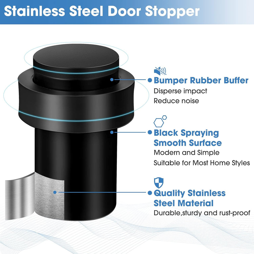Chumia 20 Pcs Door Stopper Mounted Floor Stops Stainless Steel Cylindrical Stopper Modern
