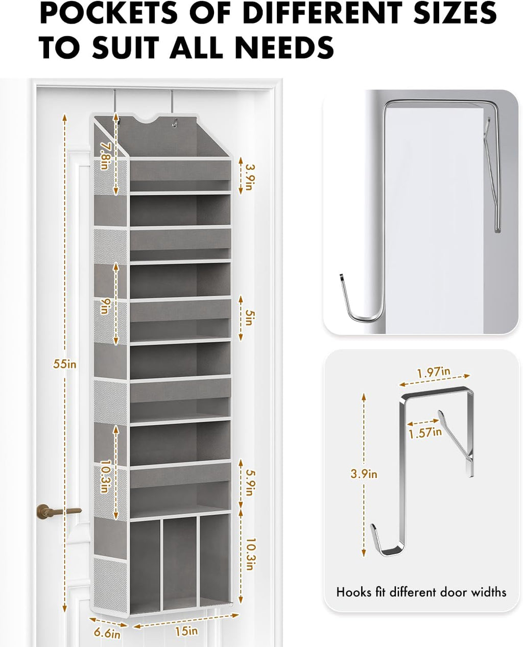 Over The Door Organizer Storage - 50lb Heavy Duty 6 Shelf Over Door Organizer Hanging Space Saving