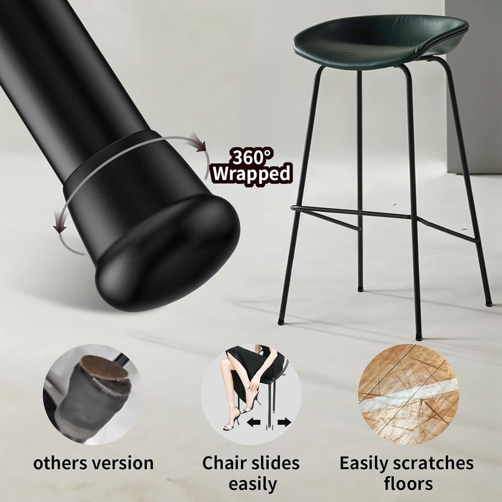 1 Inch Heavy Duty Rubber Chair Leg Caps - 24 PCS Non-Slip Furniture Floor Protectors with Metal