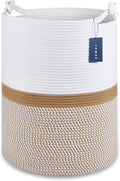 COMSE Extra Large Blanket Basket, Tall Woven Storage Basket, Nursery Hamper, 15.7”x 21.7”, Cotton