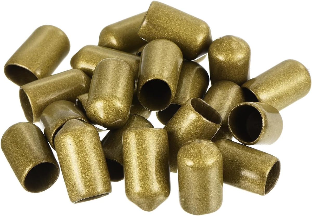 uxcell 20pcs Rubber End Caps 9mm ID Vinyl Round Tube Bolt Cap Cover Thread Protectors Gold