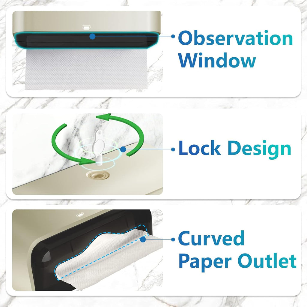 C-Fold Paper Towel Dispenser for Bathroom: Compact 200 Sheets Large Capacity for Multifold Hand