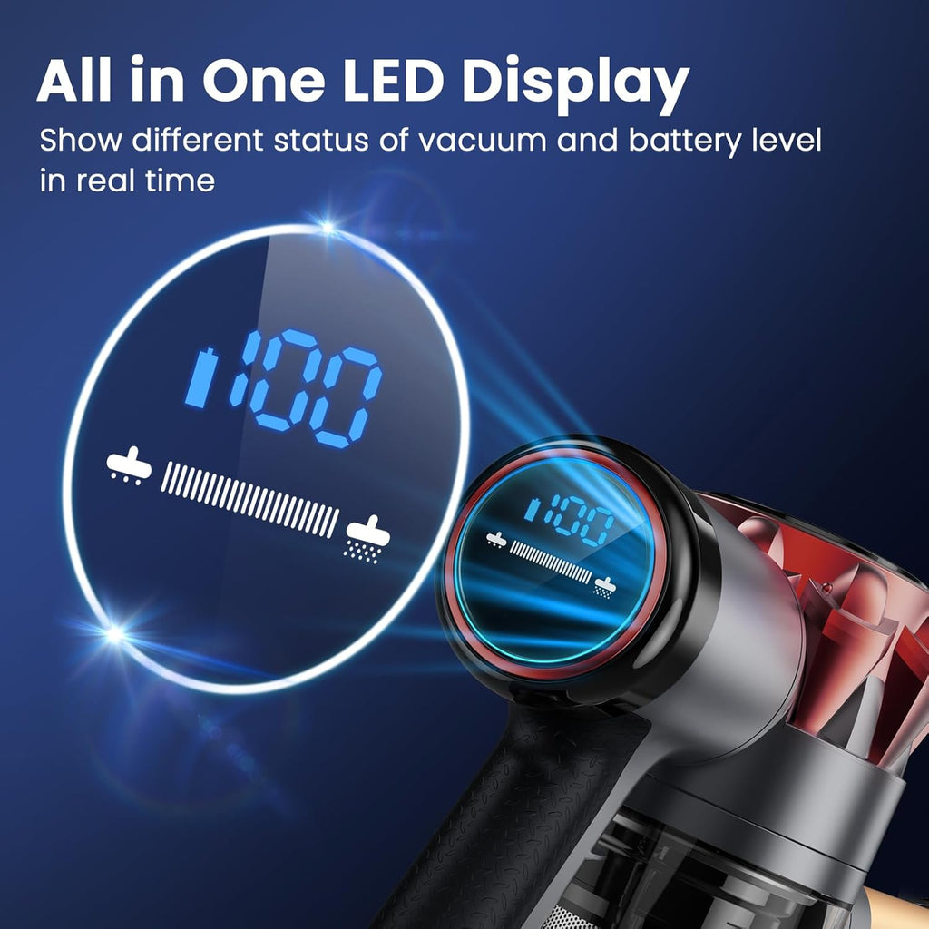 S3P Cordless Vacuum Cleaner, 45kPa Powerful Vacuum Cleaners for Home, 55-Min Runtime Rechargeable