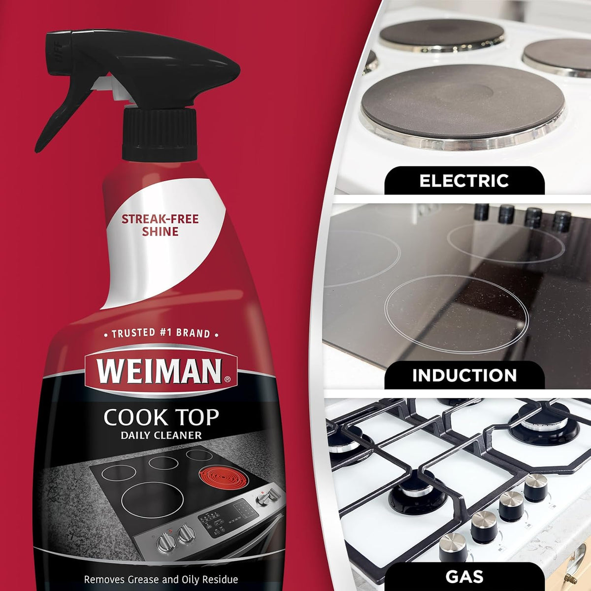 Weiman Ceramic and Glass Cooktop - 10 Ounce - Stove Top Daily Cleaner Kit - 12 Ounce - Glass