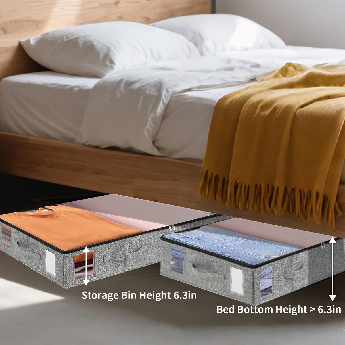 combocube 4 Pack Under Bed Storage Containers, Stackable Closet Organizers and Storage Bins with