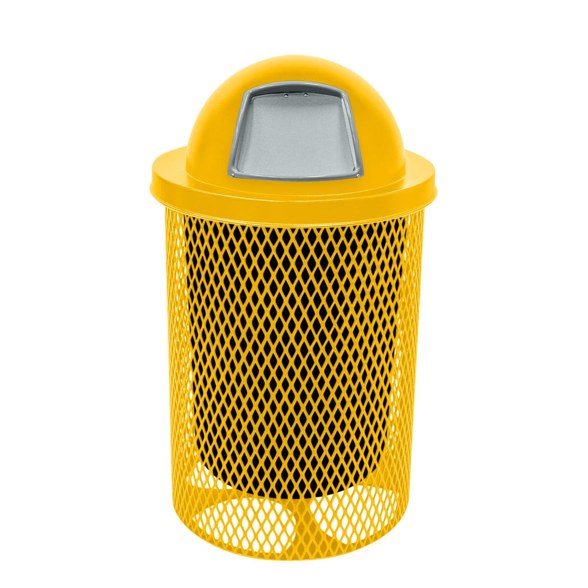 COATEDOUTDOORFURNITURE 32-Gallon Heavy-Duty Expanded Metal Round Trash Receptacle, Commercial