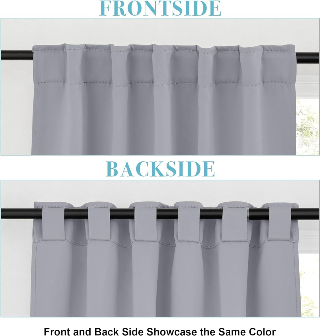 RYB HOME Bedroom Curtains, Room Darkening Thermal Insulated Curtain Back Tab Pleat Drapes Decent