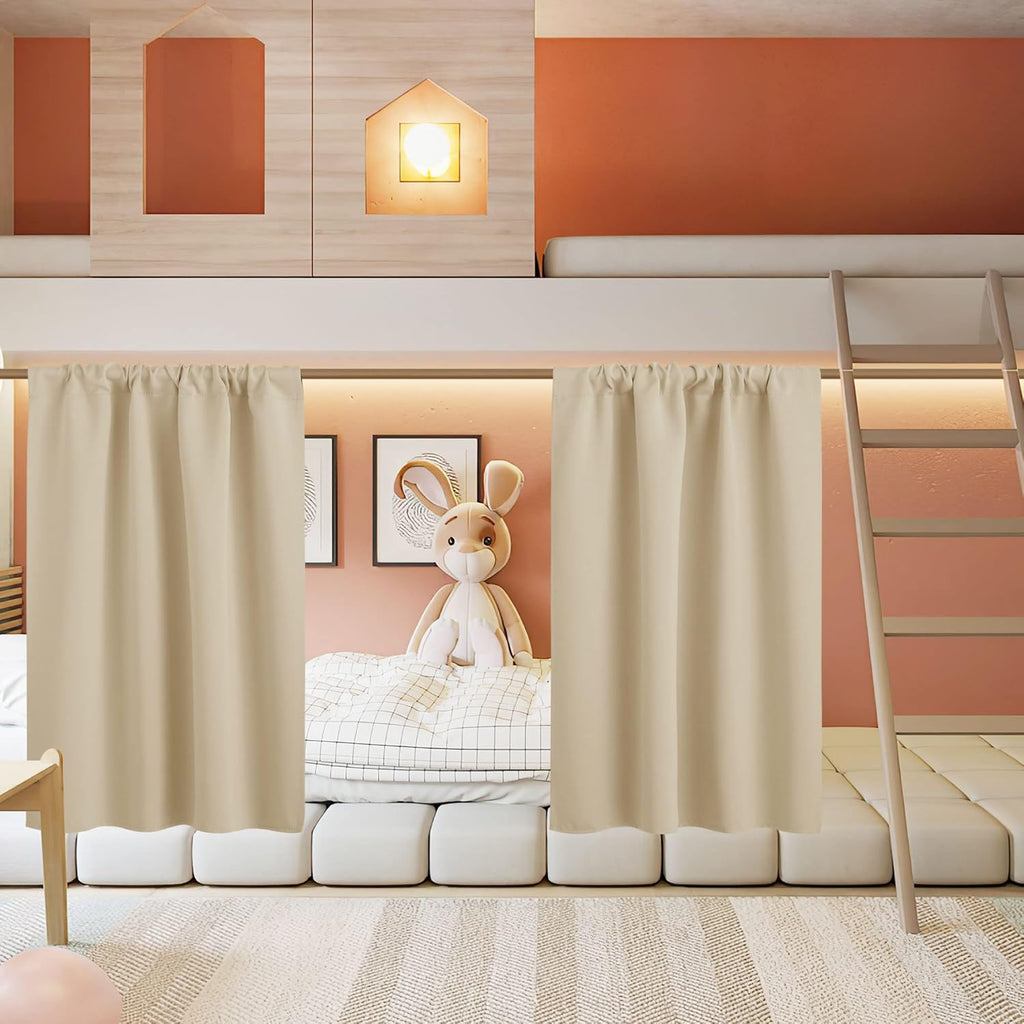 RYB HOME Small Curtains for Kitchen Window - Blackout Privacy Portable Curtain Set for Bedroom