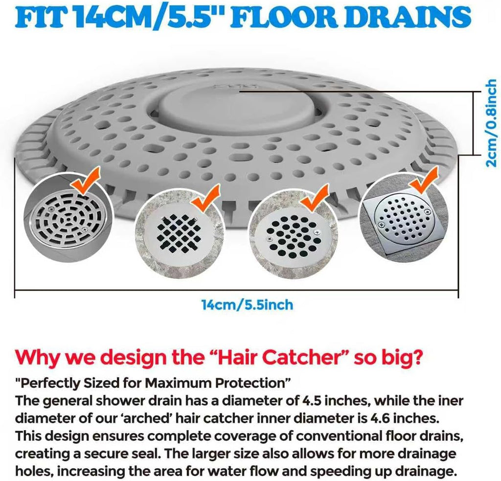 zaa Shower Drain Hair Catcher, 2 Pack Premium Silicone Drain Protector & Shower Drain Cover, Shower