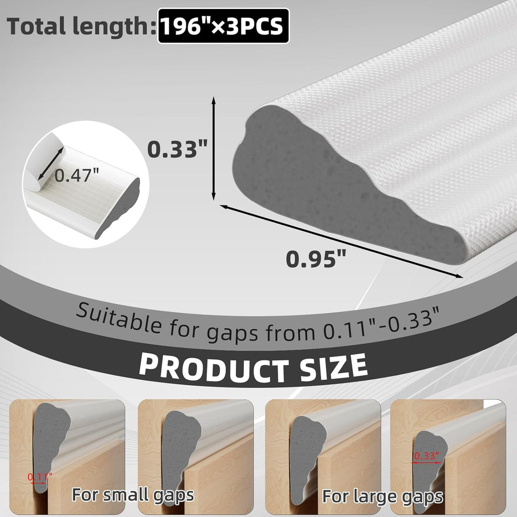 3Pcs×196" Wedge Weather Stripping Door Seal Strip for Door Frame & Window,Self Adhesive Window