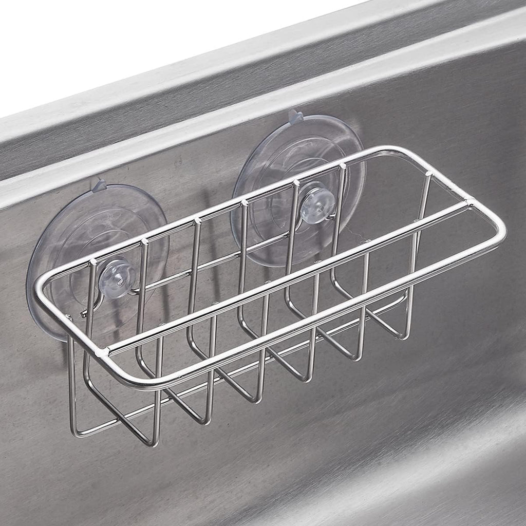 Sink Caddy Sponge Holder for Kitchen Sink Dish Cloth Hanger 2 Suspension Options(Suction Cups and