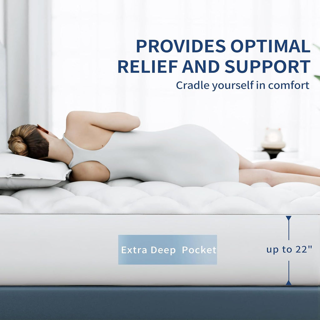 Sunflower Twin XL Mattress Pad, Hypoallergenic Cotton Mattress Cover College Dorm, 18-22" Extra