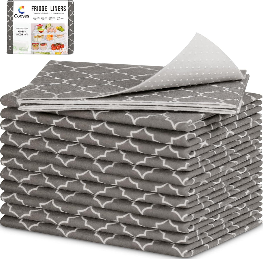 Cooyes 2 in 1 Refrigerator Liners & Fresh mats for Fridge Drawer and Glass Shelves, Absorbent