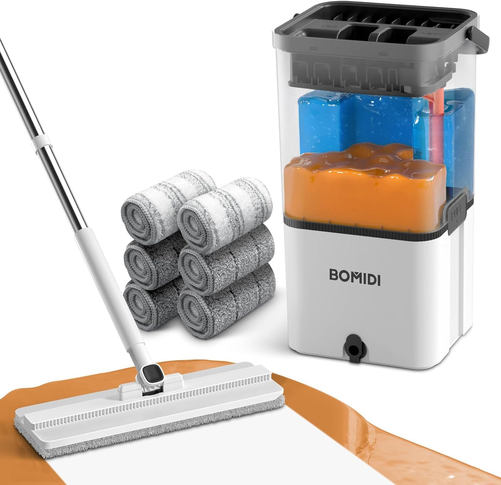 Mop and Bucket Set, Flat Microfiber Mops for Floor Cleaning, Wall Cleaner Mop and Bucket System